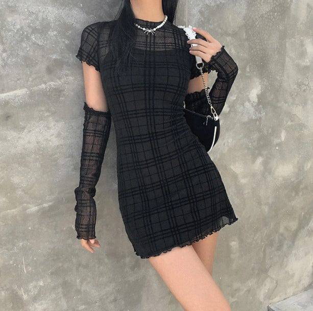 Black Plaid Mini Dress - All Things Rainbow