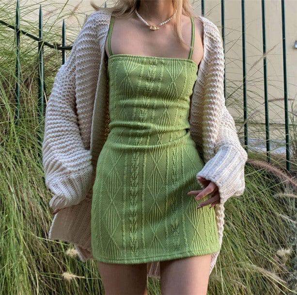 Knitted Lime Dress - All Things Rainbow