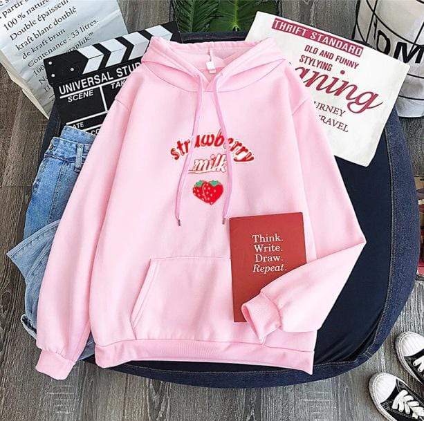 Sweet Strawberry Milk Hoodie - All Things Rainbow