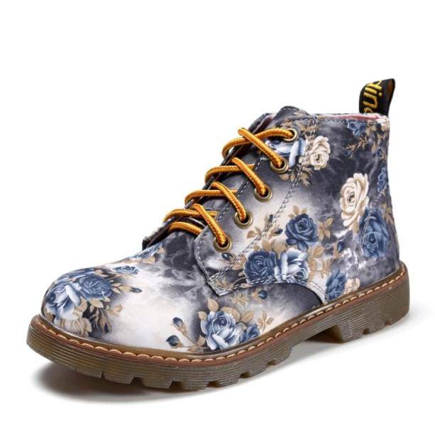 Ankle Floral Print Shoes | Aesthetic Boots