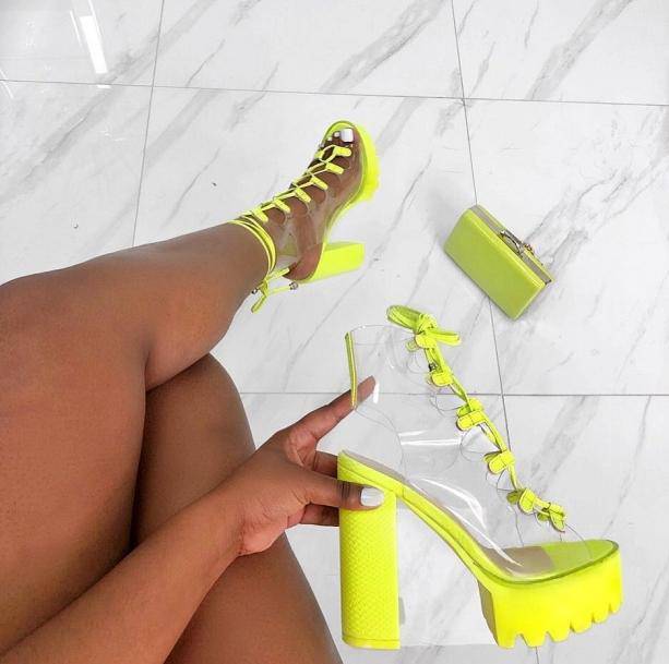 Neon Green Festival High Heels | Aesthetic Shoes