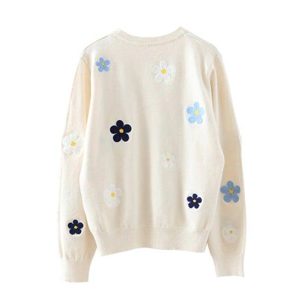 Embroidered Floral Sweater - All Things Rainbow
