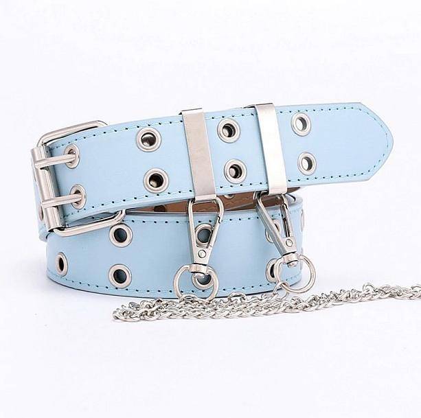 Edgy Double Hole Chain Belt - All Things Rainbow