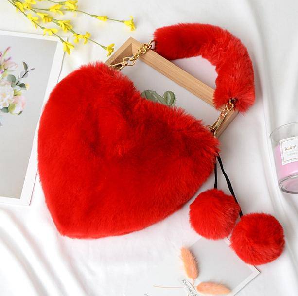 Fluffy Heart Bag - All Things Rainbow