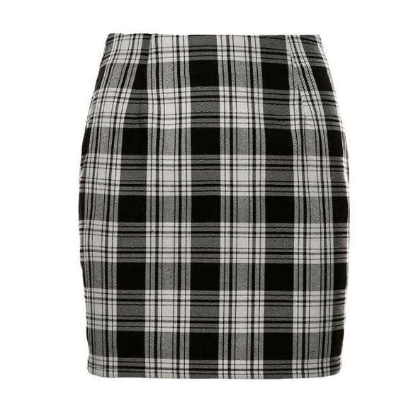 Black And White Plaid Mini Skirt - All Things Rainbow
