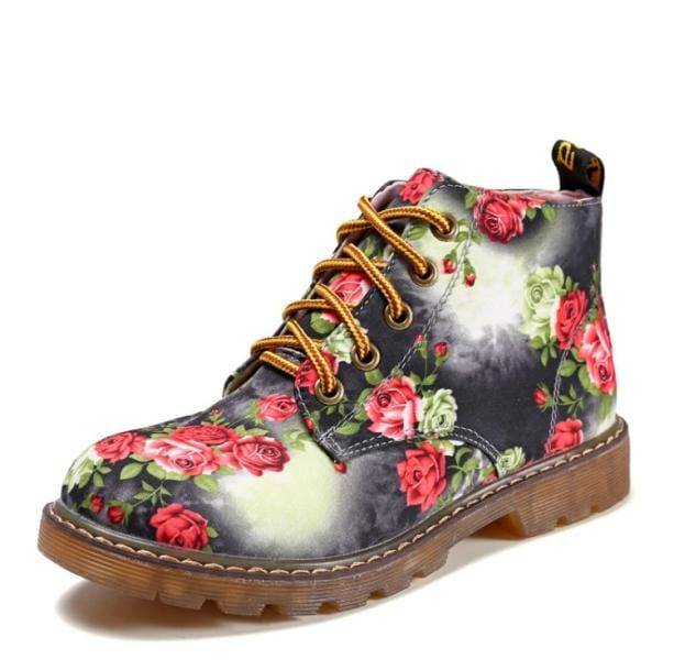 Ankle Floral Print Shoes | Aesthetic Boots