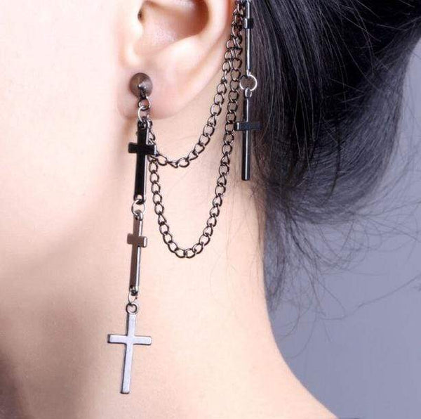 Grunge Cross Earrings | Aesthetic Tumblr Jewelry