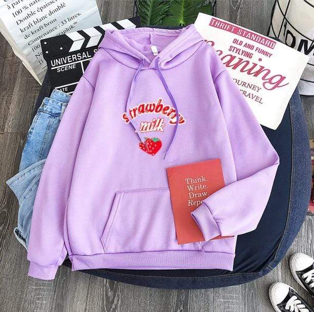 Sweet Strawberry Milk Hoodie - All Things Rainbow