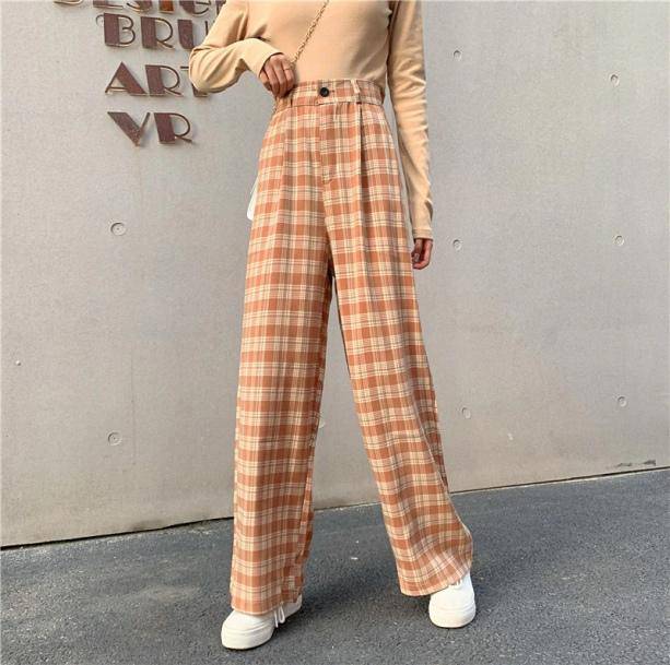 Straight Leg Plaid Pants - All Things Rainbow