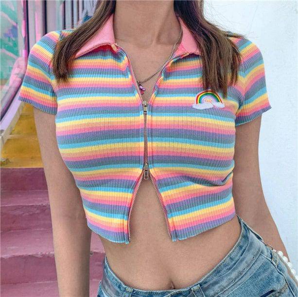 Rainbow Zipper Up Top - All Things Rainbow