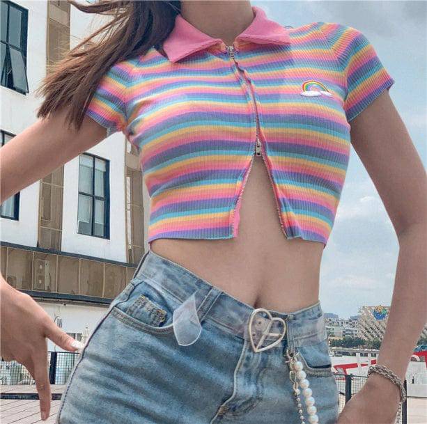 Rainbow Zipper Up Top - All Things Rainbow