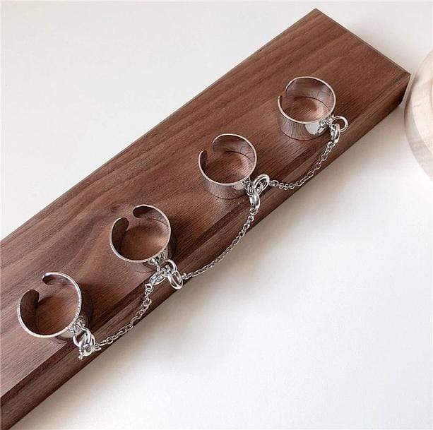 Four Fingers Chain Rings | Grunge Aesthetic Rings