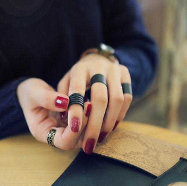 Matte Black Rings Set - All Things Rainbow