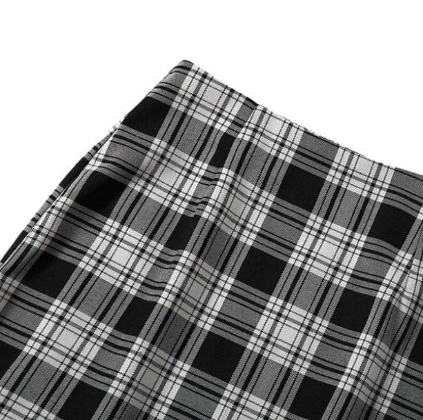 Black And White Plaid Mini Skirt - All Things Rainbow