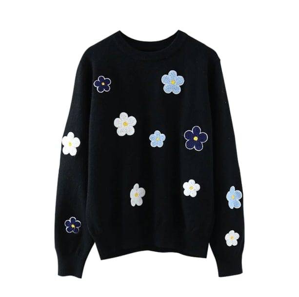 Embroidered Floral Sweater - All Things Rainbow