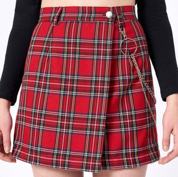Red Checkered Skirt Aesthetic Skirts & Dresses