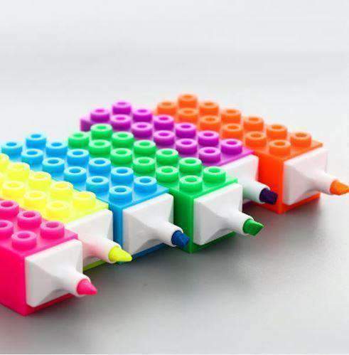 6 Pcs Building Block Highlighter Pens - lego highlighters - All Things Rainbow