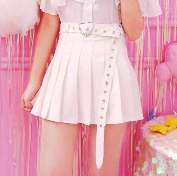 Heart Buckle Mini Skirt - All Things Rainbow