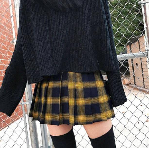 Yellow Checkered Skirt - All Things Rainbow