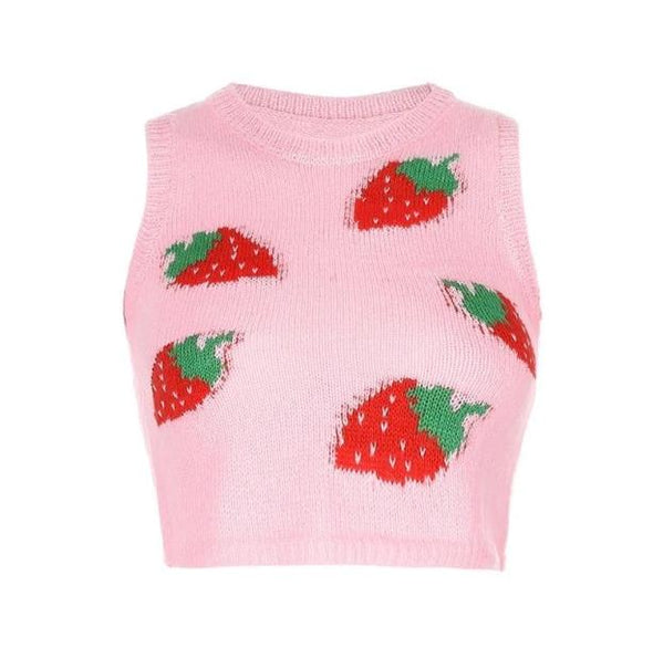 Strawberry Sleeveless Sweater - All Things Rainbow