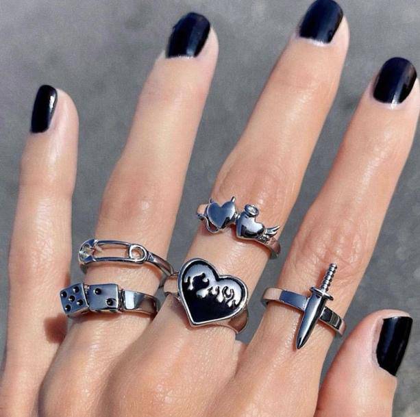 Grunge Rings Set | Grunge Style Jewelry