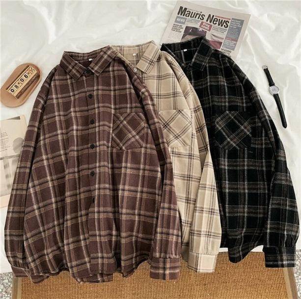 Dark Academia Vintage Plaid Shirt | Aesthetic Clothes Shop