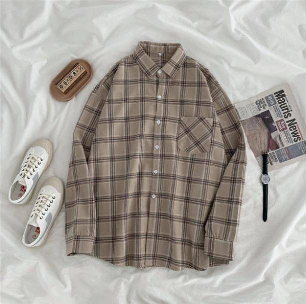 Dark Academia Vintage Plaid Shirt | Aesthetic Clothes Shop