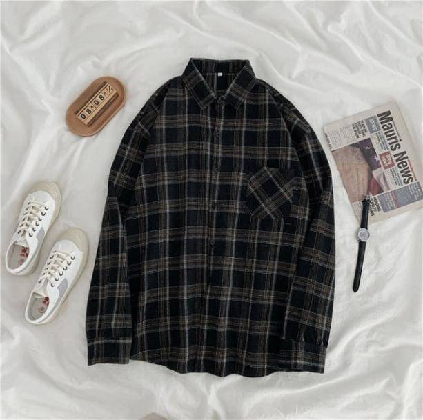 Dark Academia Vintage Plaid Shirt | Aesthetic Clothes Shop