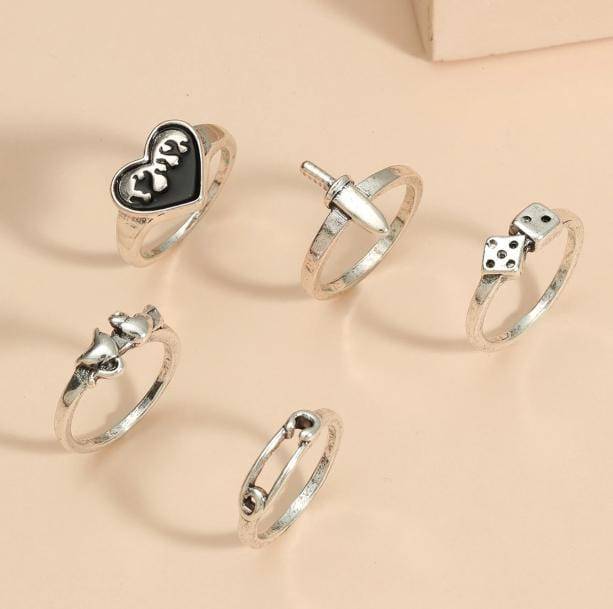 Grunge Rings Set | Grunge Style Jewelry