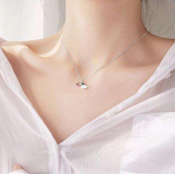 Rainbow Crystal Necklace | Colorful Aesthetic Rainbow Pendant Jewelry