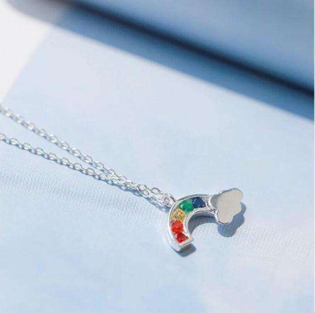 Rainbow Crystal Necklace | Colorful Aesthetic Rainbow Pendant Jewelry