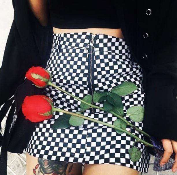 Black And White Checkerboard Skirt | Aesthetic Clothes Shop