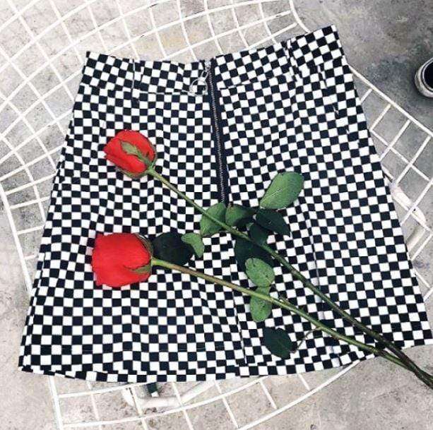 Black And White Checkerboard Skirt - All Things Rainbow