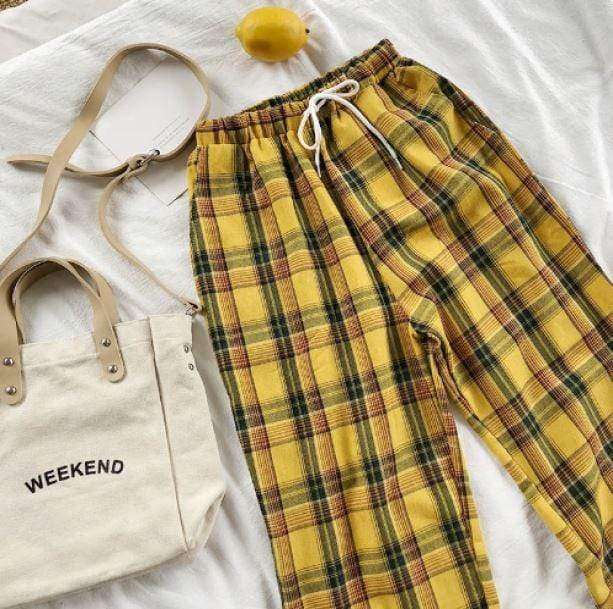 High Waist Yellow Pants | Aesthetic Clothing