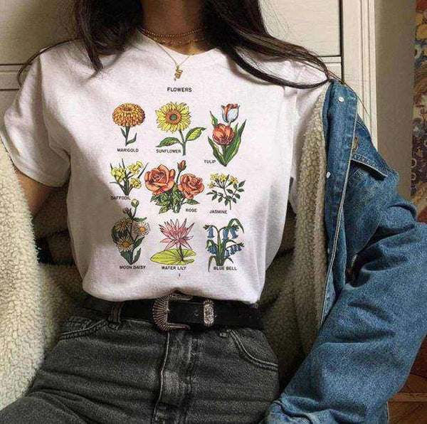 Botanical Wildflower Print T-Shirt | Aesthetic Apparel