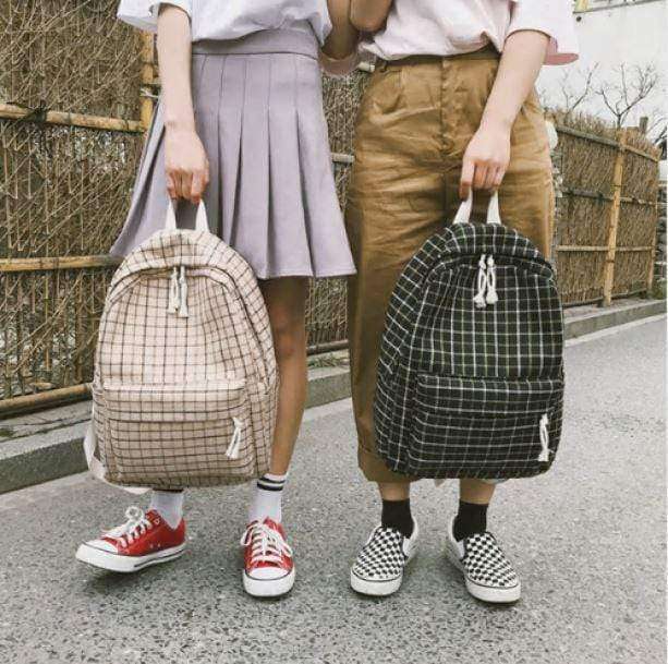 Plaid Pattern Backpack - All Things Rainbow