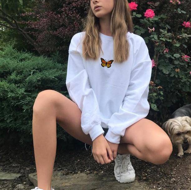 Butterfly White Sweatshirt - All Things Rainbow