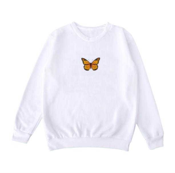 Butterfly White Sweatshirt | Aesthetic Apparel