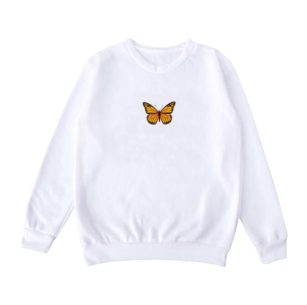 Butterfly White Sweatshirt | Aesthetic Apparel